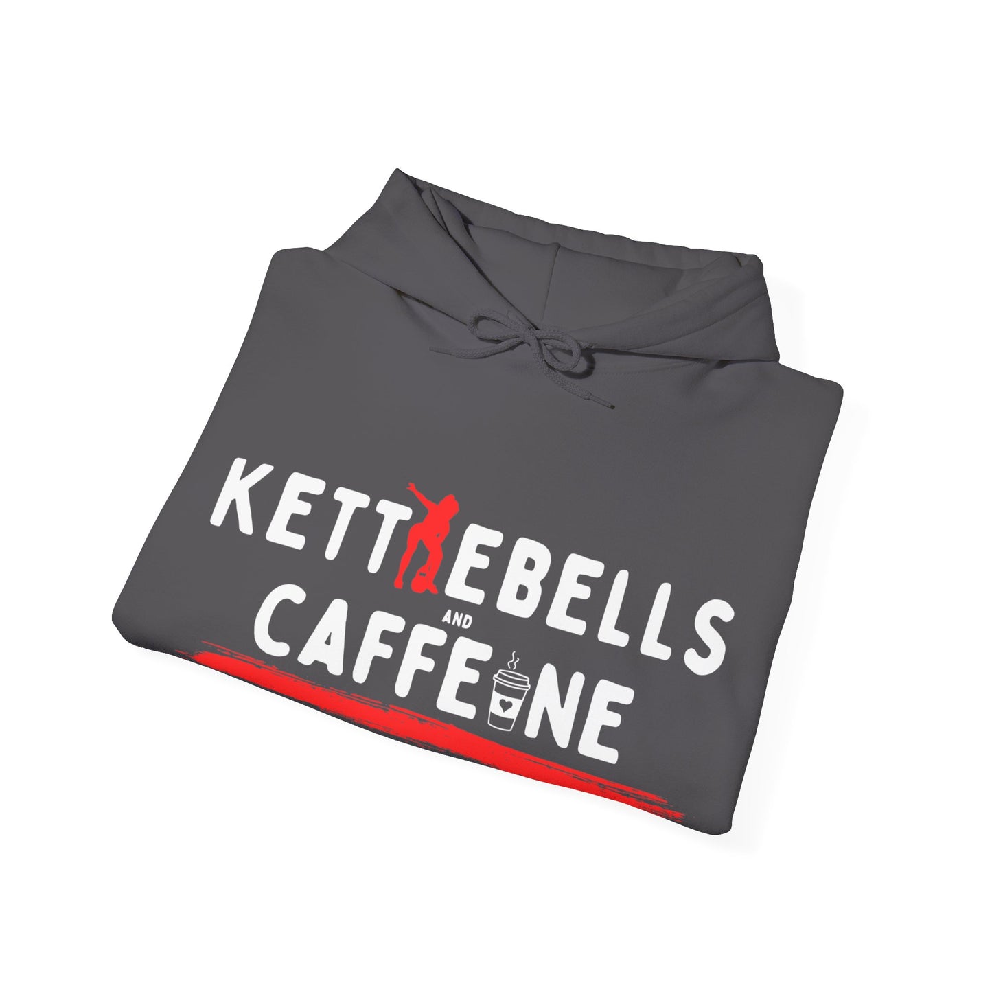 Kettlebells and Caffeine, female figure hoodie