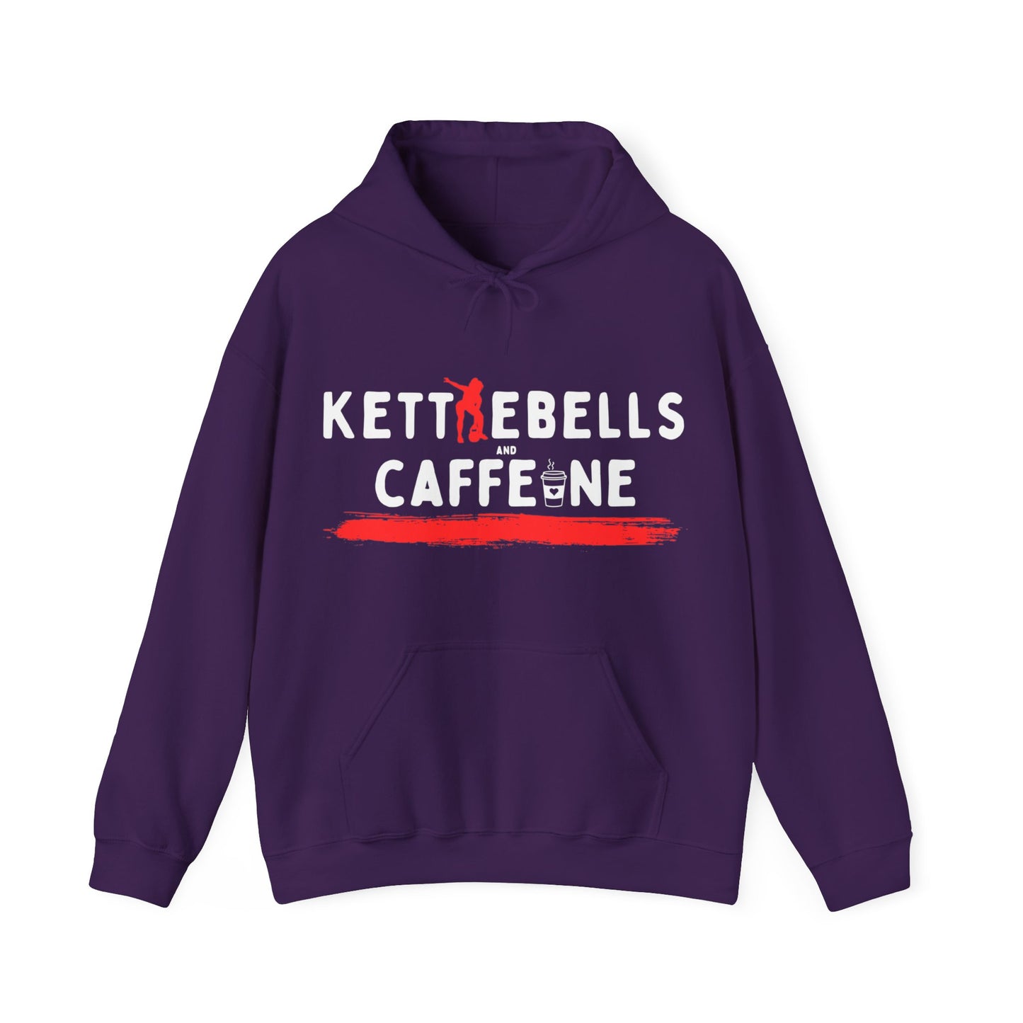 Kettlebells and Caffeine, female figure hoodie