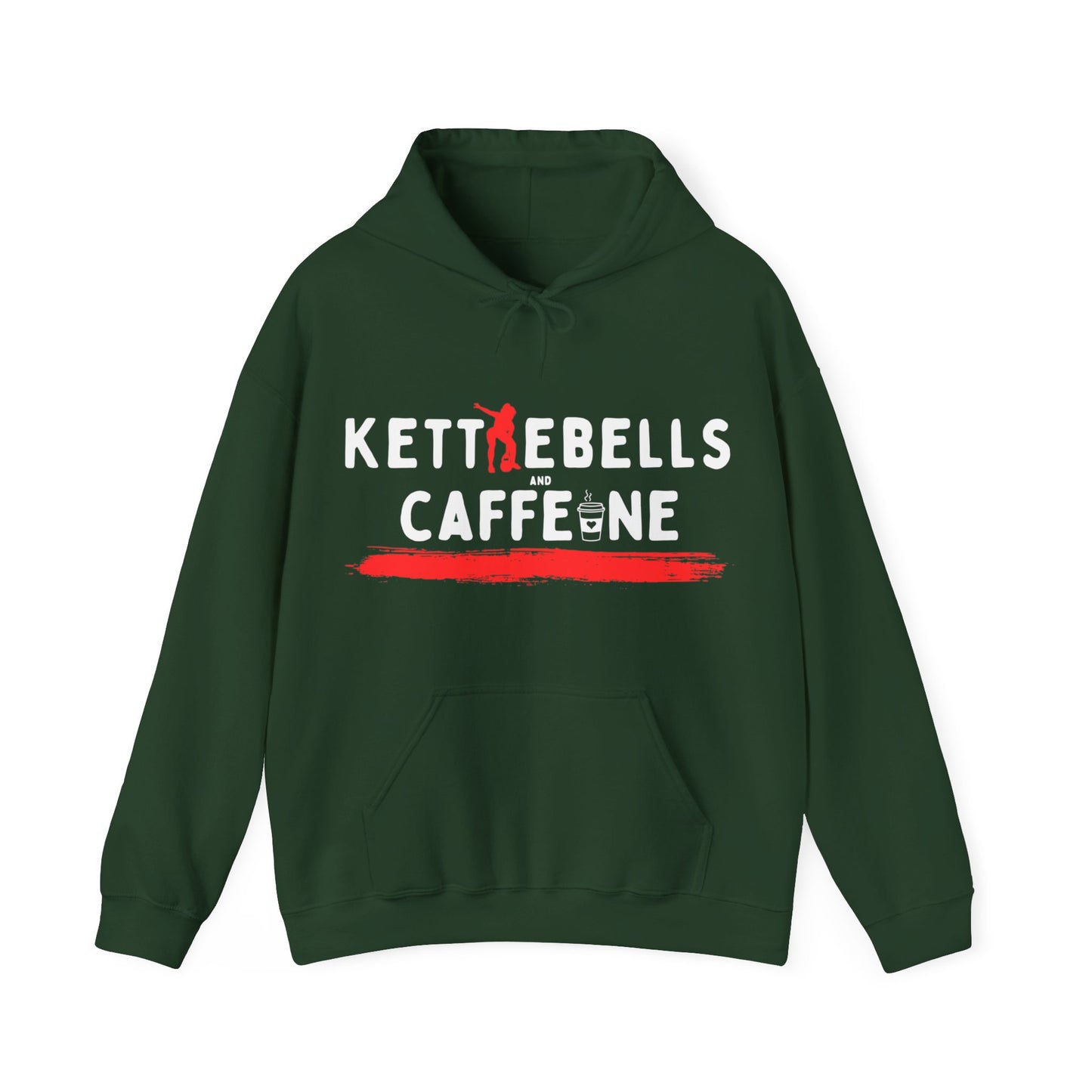 Kettlebells and Caffeine, female figure hoodie