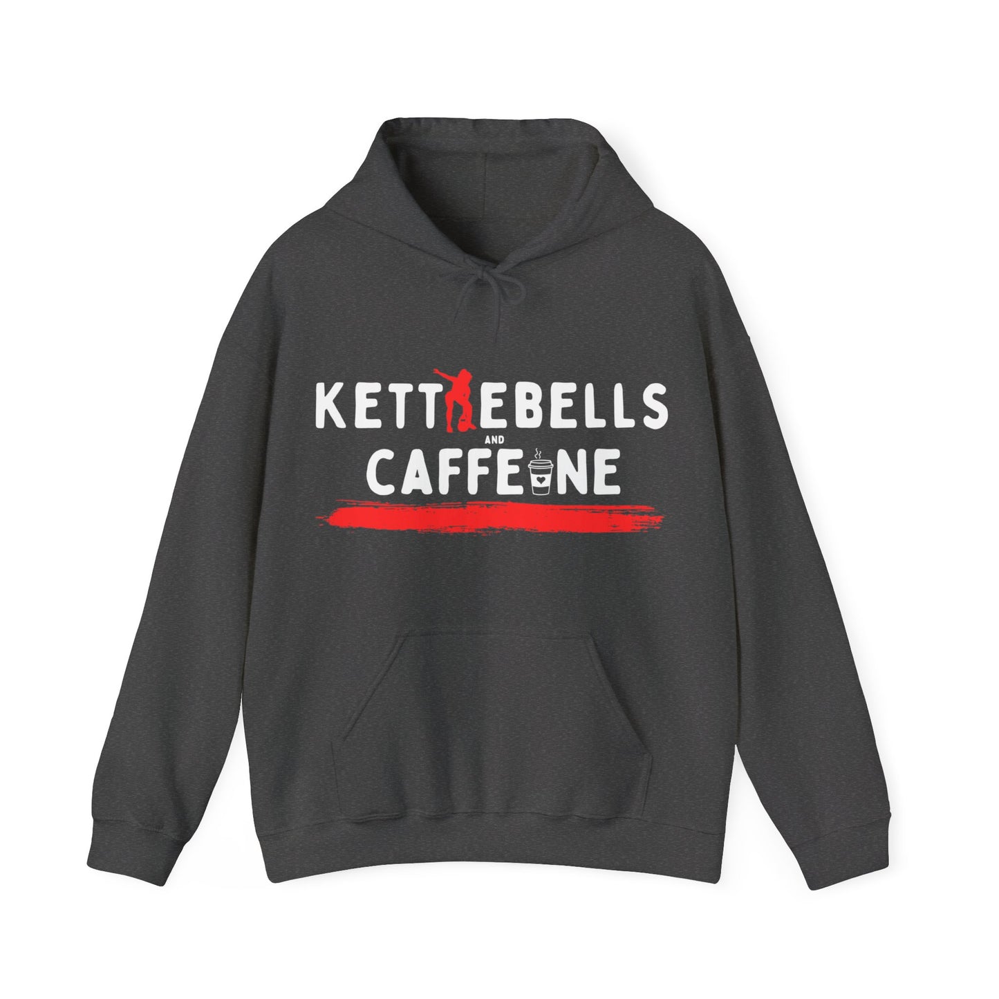 Kettlebells and Caffeine, female figure hoodie