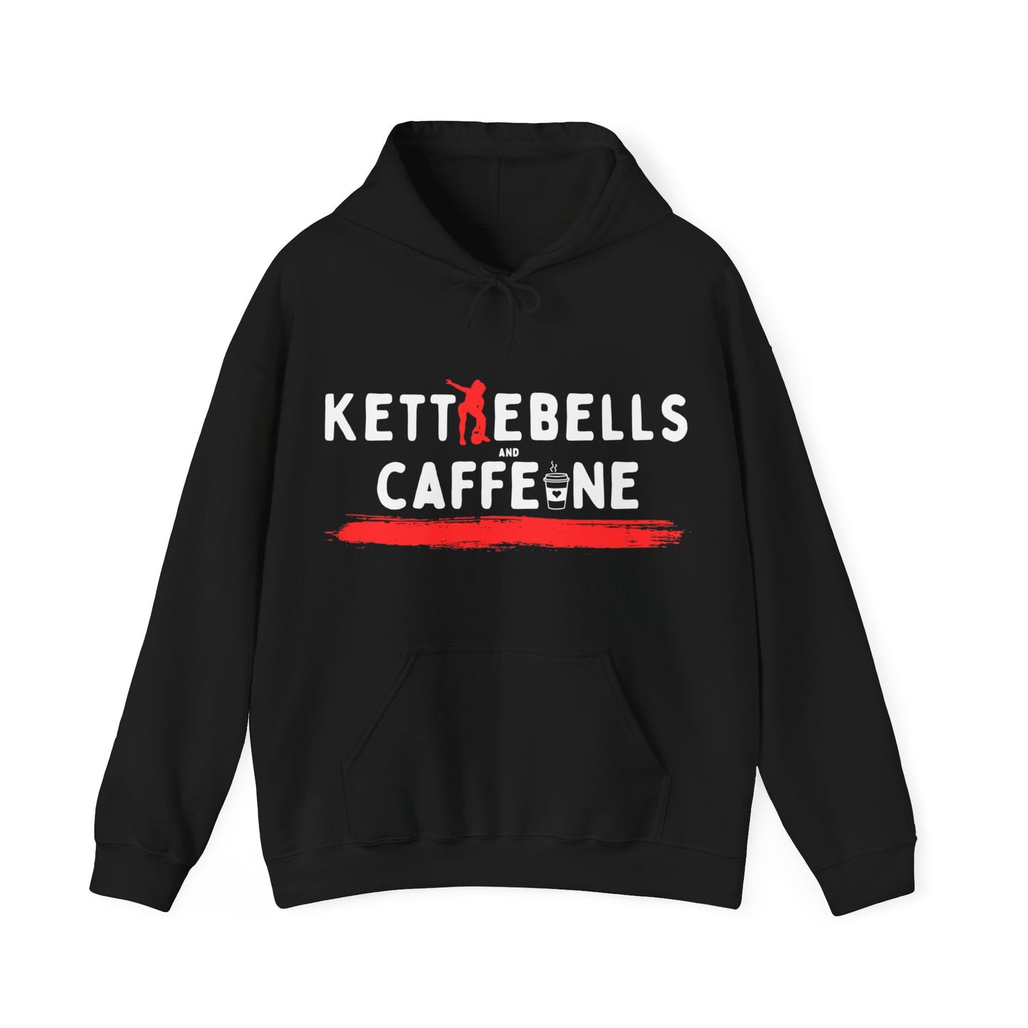 Kettlebells and Caffeine, female figure hoodie