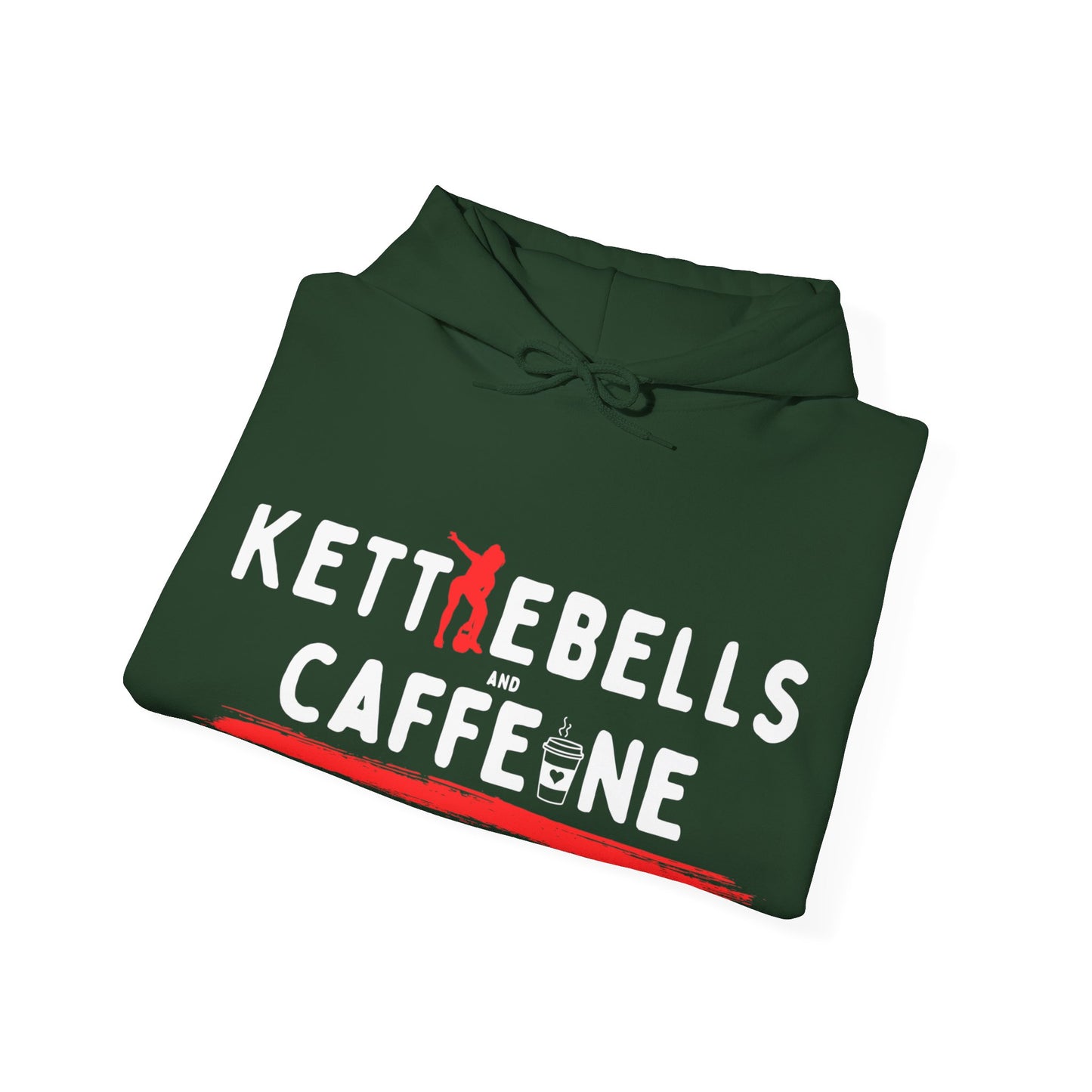 Kettlebells and Caffeine, female figure hoodie