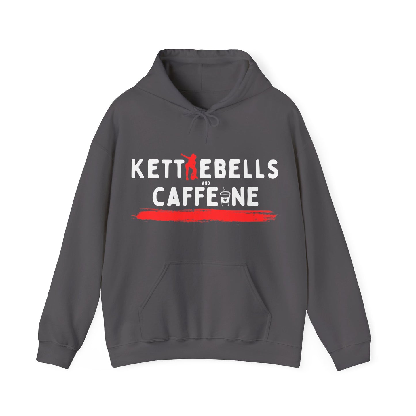 Kettlebells and Caffeine, female figure hoodie