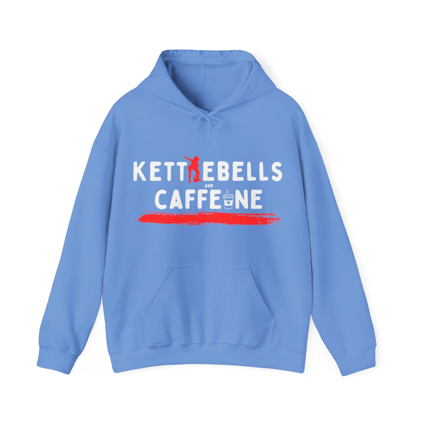 Kettlebells and Caffeine, female figure hoodie