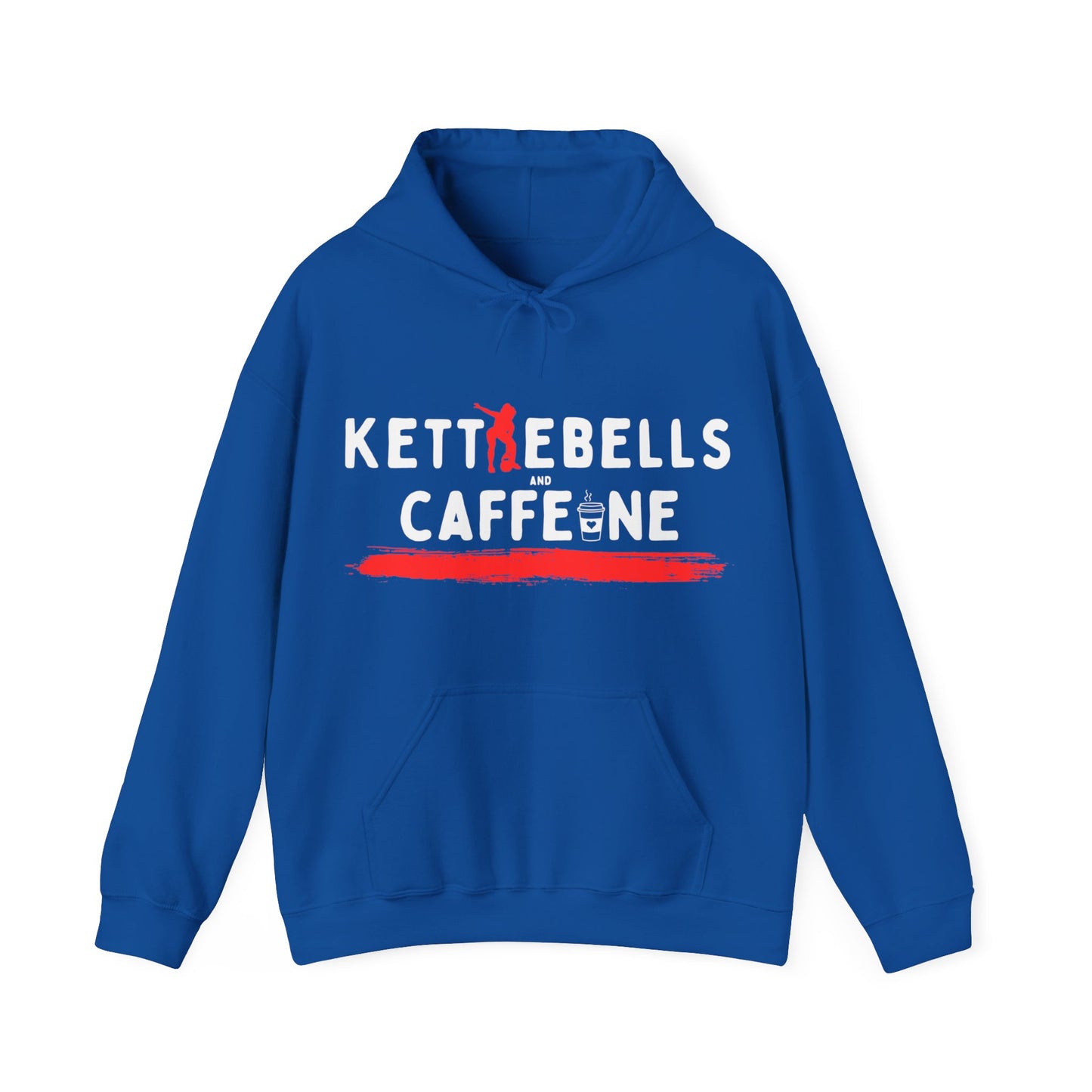 Kettlebells and Caffeine, female figure hoodie