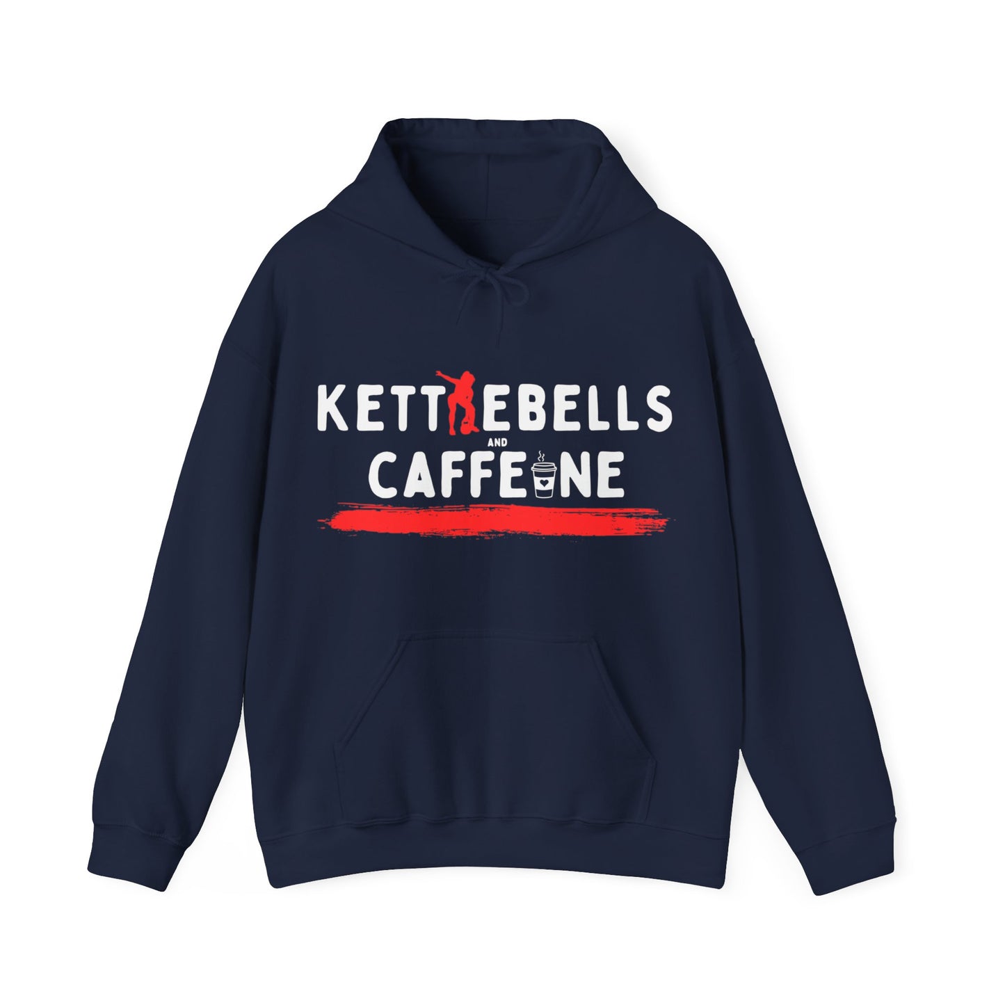 Kettlebells and Caffeine, female figure hoodie